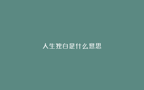 人生独白是什么意思