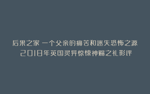 后果之家：一个父亲的痛苦和迷失恐怖之源：2018年英国灵异惊悚神赐之礼影评