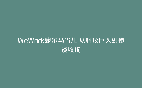 WeWork鲍尔马当儿：从科技巨头到惨淡收场