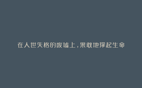 在人世失格的废墟上，果敢地撑起生命