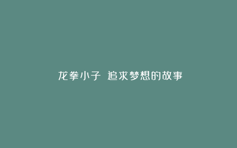 《龙拳小子》：追求梦想的故事