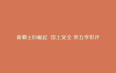 新霸主的崛起：《国土安全》第五季影评