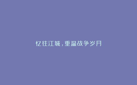 忆往江城，重温战争岁月