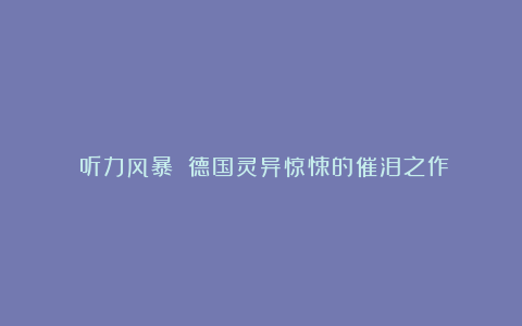 《听力风暴》：德国灵异惊悚的催泪之作