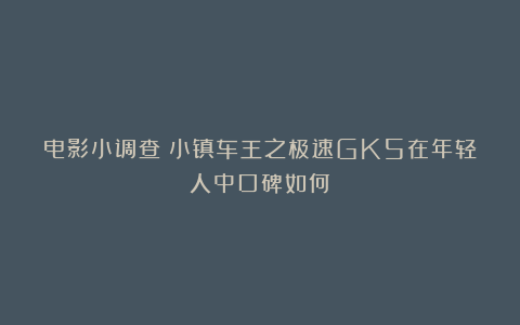 电影小调查：小镇车王之极速GK5在年轻人中口碑如何？