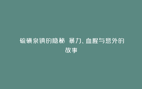 《硫磺泉镇的隐秘》：暴力、血腥与意外的故事