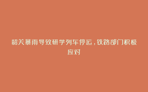 韶关暴雨导致研学列车停运，铁路部门积极应对