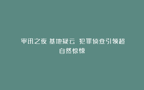 《审讯之夜：基地疑云》：犯罪侦查引领超自然惊悚