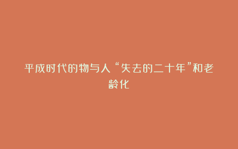 平成时代的物与人：“失去的二十年”和老龄化