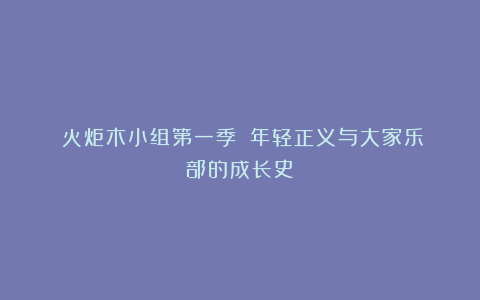 《火炬木小组第一季》：年轻正义与大家乐部的成长史