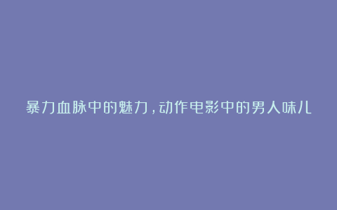 暴力血脉中的魅力，动作电影中的男人味儿