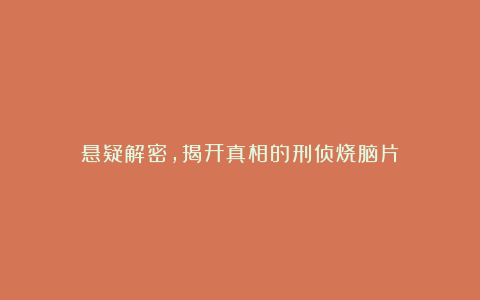 悬疑解密，揭开真相的刑侦烧脑片