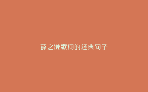 薛之谦歌词的经典句子