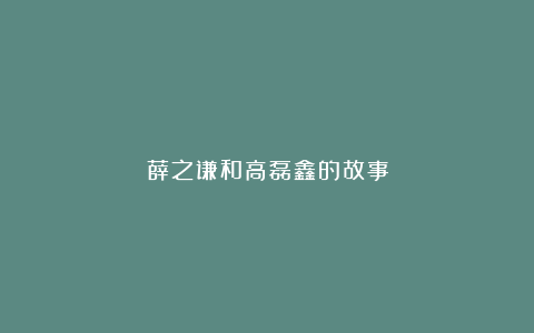 薛之谦和高磊鑫的故事