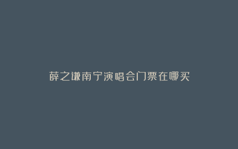 薛之谦南宁演唱会门票在哪买