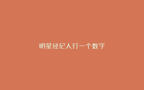 明星经纪人打一个数字