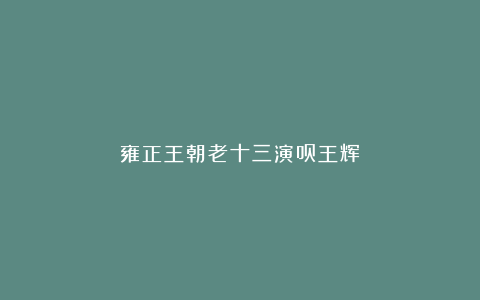 雍正王朝老十三演员王辉