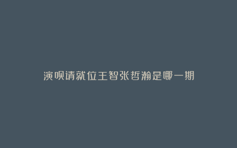 演员请就位王智张哲瀚是哪一期