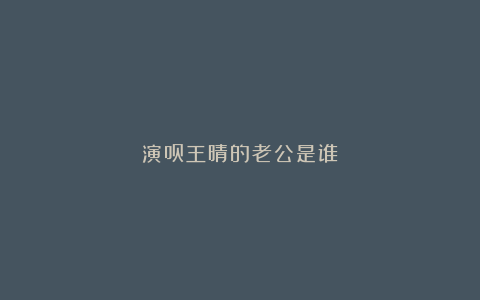 演员王晴的老公是谁