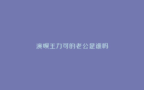 演员王力可的老公是谁吗