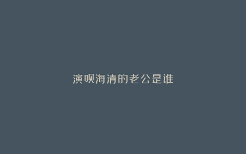 演员海清的老公是谁