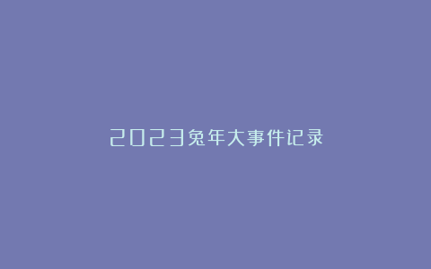 2023兔年大事件记录