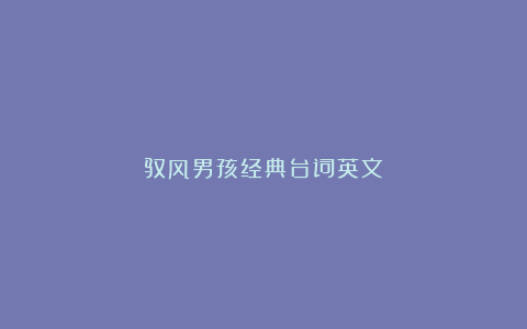 驭风男孩经典台词英文