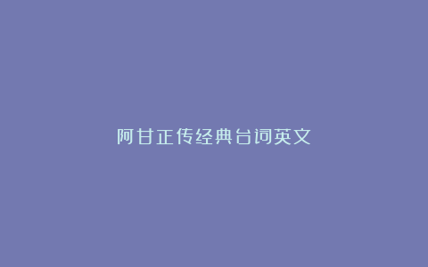 阿甘正传经典台词英文