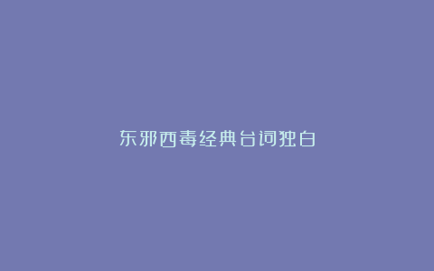 东邪西毒经典台词独白