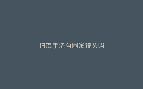 拍摄手法有固定镜头吗