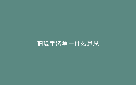 拍摄手法单一什么意思