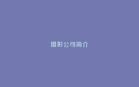 摄影公司简介