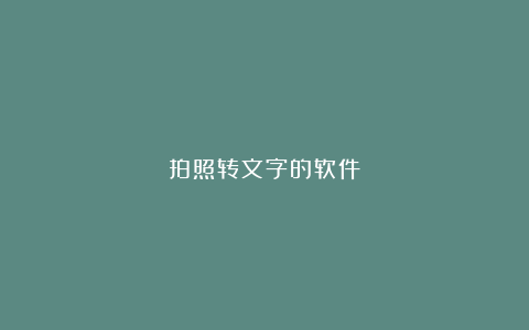 拍照转文字的软件