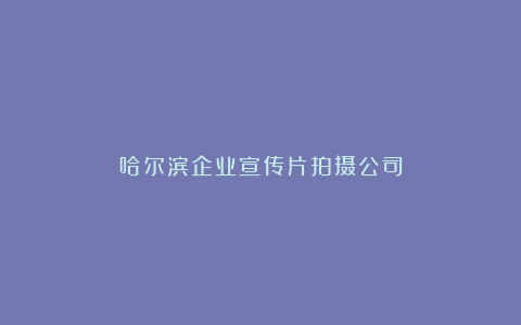 哈尔滨企业宣传片拍摄公司