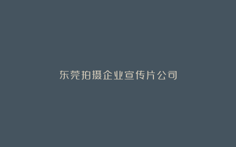 东莞拍摄企业宣传片公司