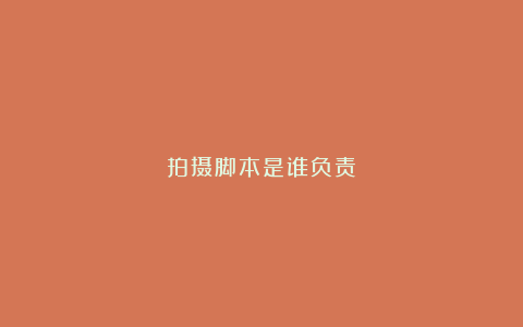 拍摄脚本是谁负责