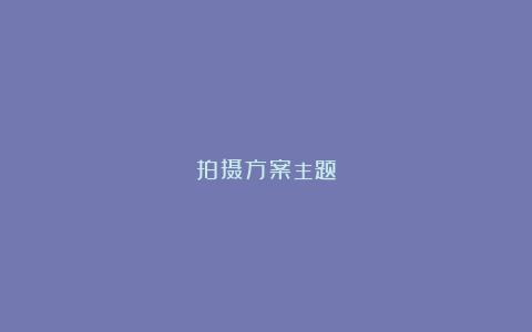 拍摄方案主题