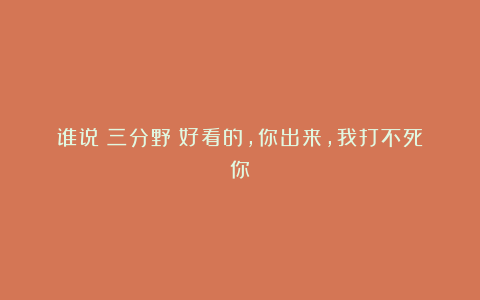 谁说《三分野》好看的，你出来，我打不死你！