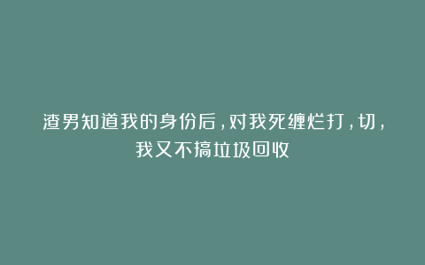 渣男知道我的身份后，对我死缠烂打，切，我又不搞垃圾回收