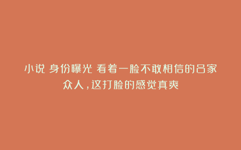 小说：身份曝光！看着一脸不敢相信的吕家众人，这打脸的感觉真爽