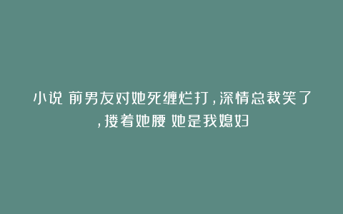 小说：前男友对她死缠烂打，深情总裁笑了，搂着她腰：她是我媳妇