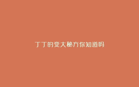 丁丁的变大秘方你知道吗？