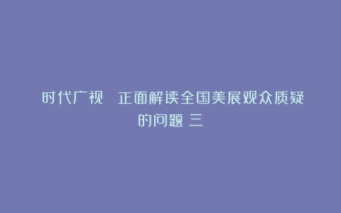 ​时代广视 丨正面解读全国美展观众质疑的问题（三）