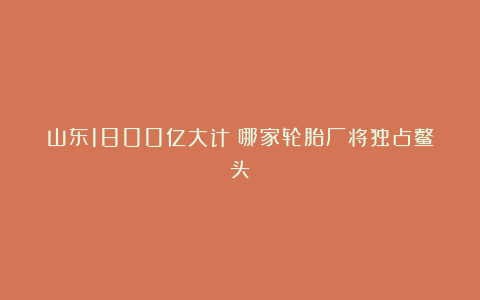 山东1800亿大计！哪家轮胎厂将独占鳌头？