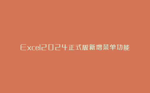 Excel2024正式版新增菜单功能