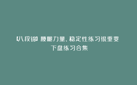 【八段锦】腰腿力量、稳定性练习很重要 （下盘练习合集）