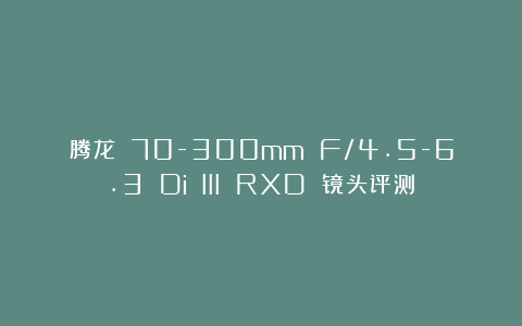 腾龙 70-300mm F/4.5-6.3 Di III RXD 镜头评测