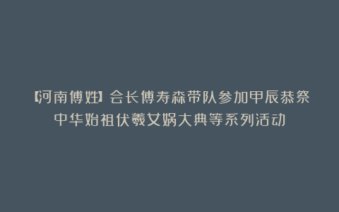 【河南傅姓】会长傅寿森带队参加甲辰恭祭中华始祖伏羲女娲大典等系列活动