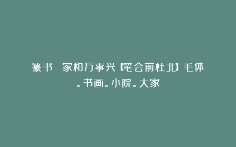 篆书《龢》家和万事兴【笔会前杜北】毛体。书画。小院。大家