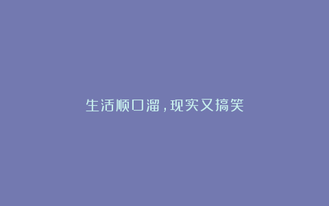 生活顺口溜，现实又搞笑